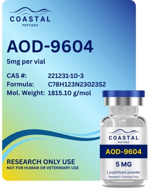 Coastal Peptides AOD-9604 5mg high purity research peptide vial