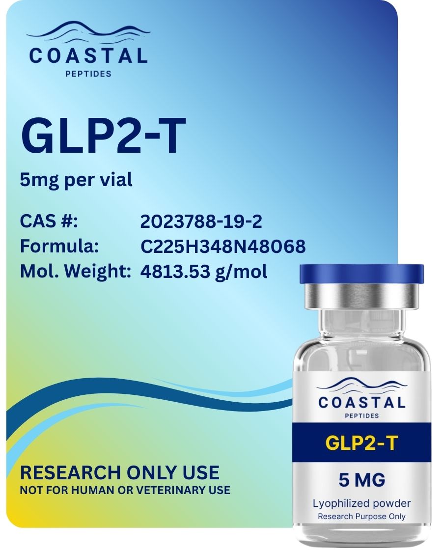 Coastal Peptides Tirzepatide GLP-2 5mg research peptide vial