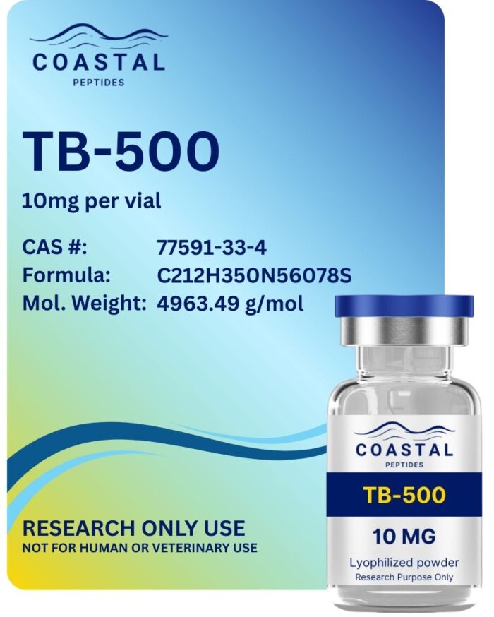 Coastal Peptides TB-500 10mg repair & recovery research peptide