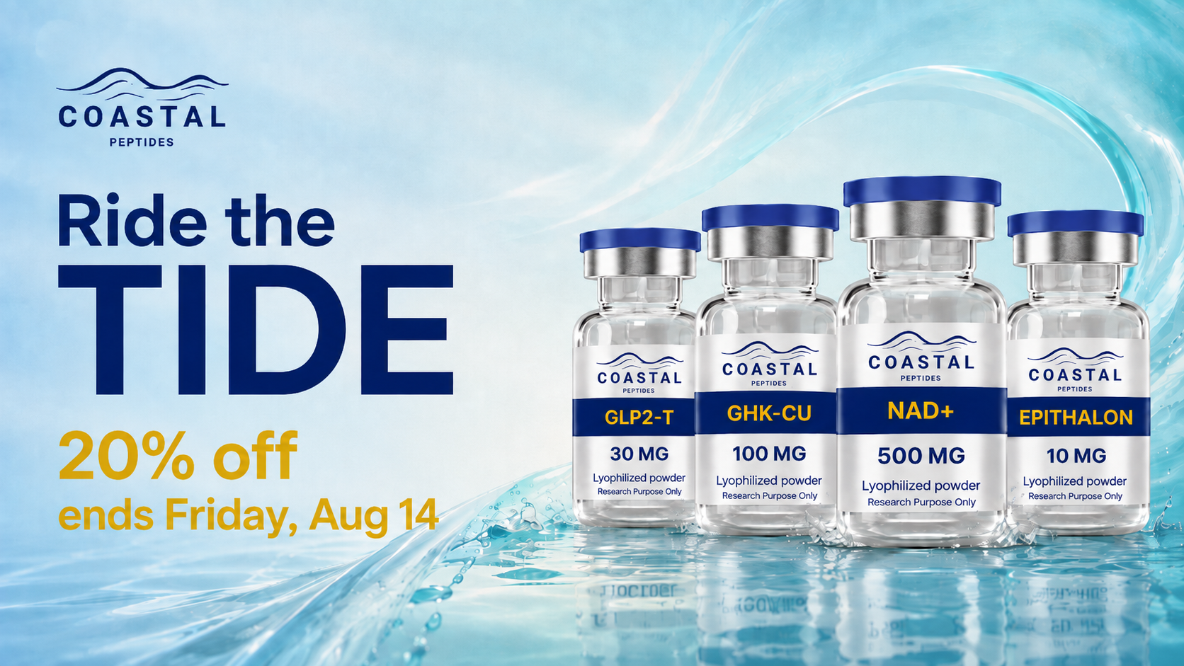 Coastal Peptides — Ride the TIDE, 20% off, ends Friday Aug 14