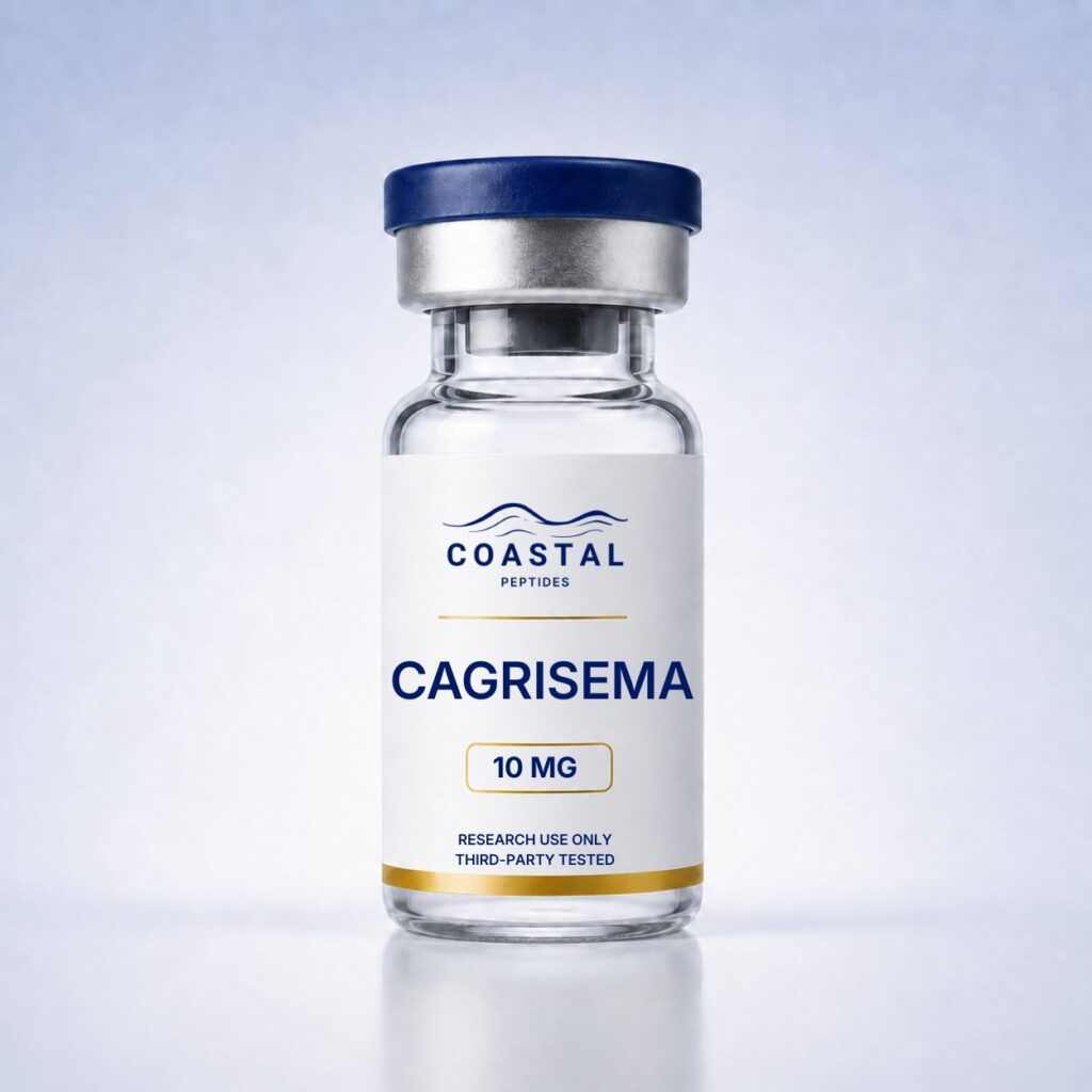 CagriSema 10mg research peptide vial, Coastal Peptides, lyophilized powder, third-party tested