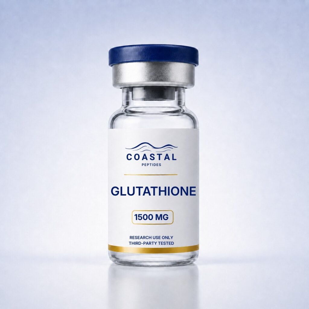 Glutathione 1500mg research vial, Coastal Peptides, lyophilized powder, third-party tested