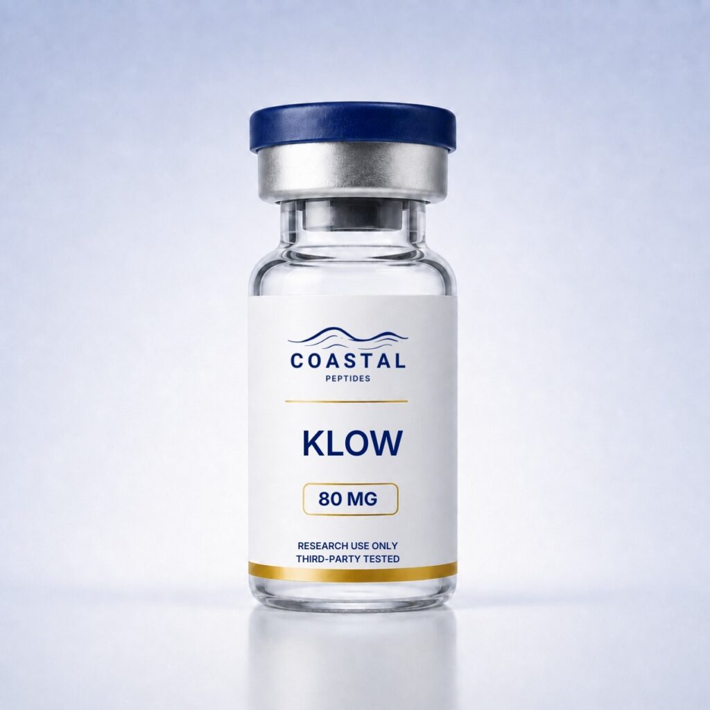 KLOW blend 80mg research peptide vial, Coastal Peptides, lyophilized powder, third-party tested